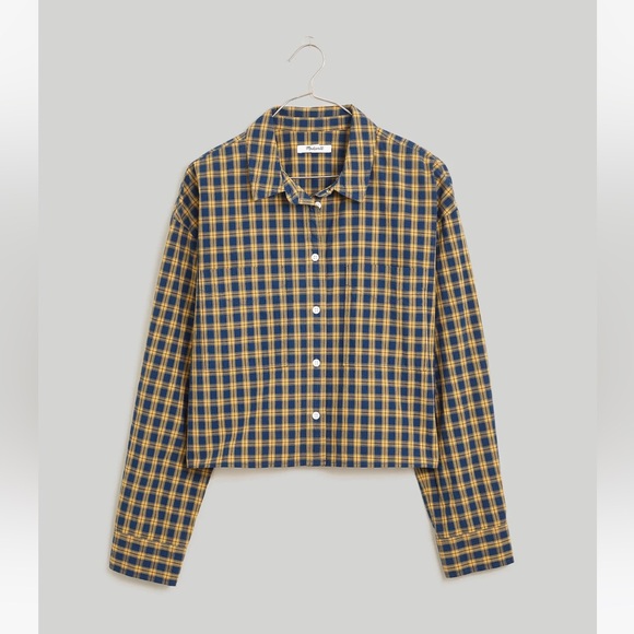 Madewell The Signature Poplin Crop Shirt in Plaid Classic Indigo - Picture 10 of 11